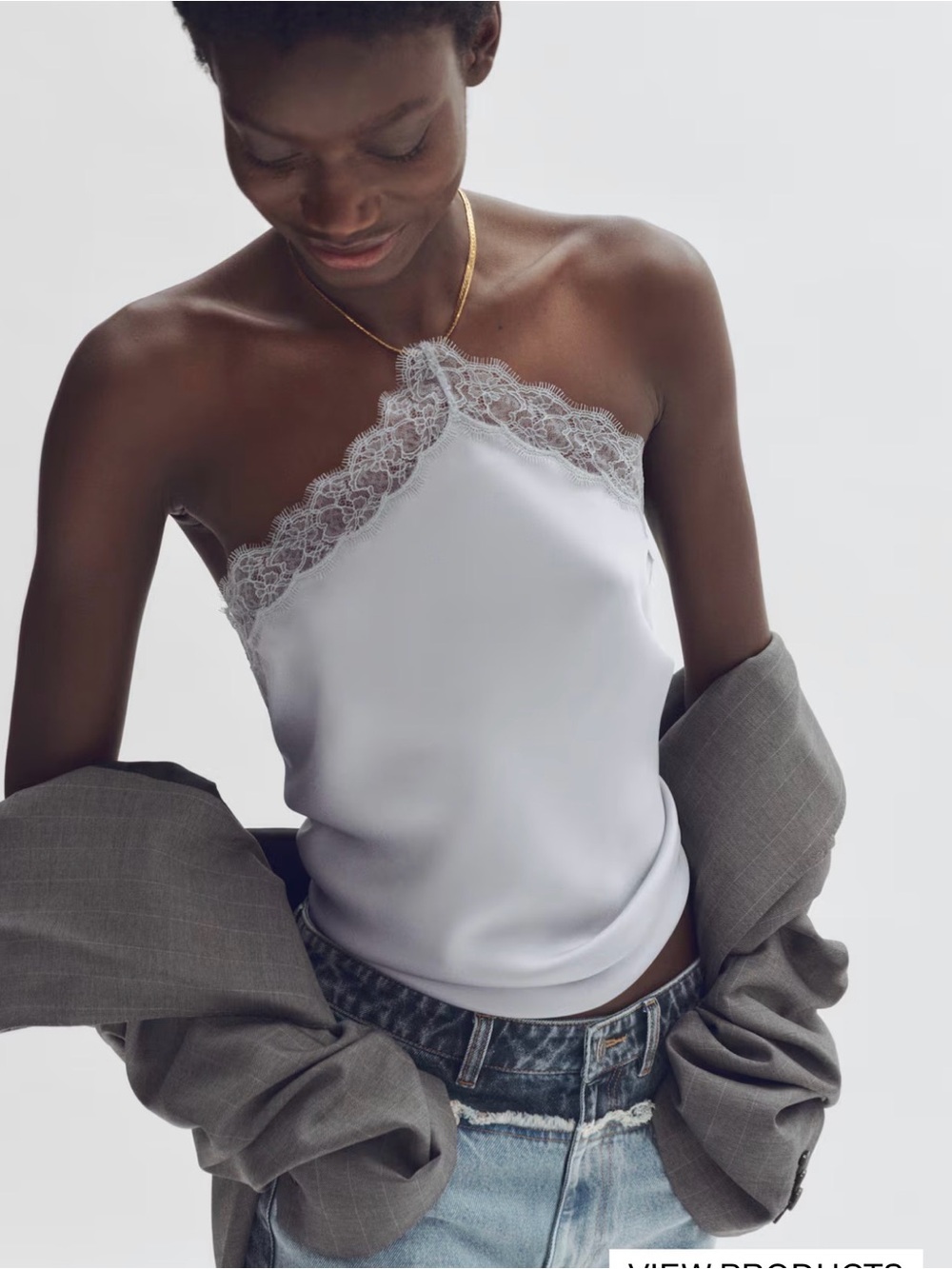 Stella McCartney Lavender Lace-Trim Halter Camisole - Picture 3 of 6